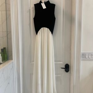 Line & Dot Black and White Maxi Dress